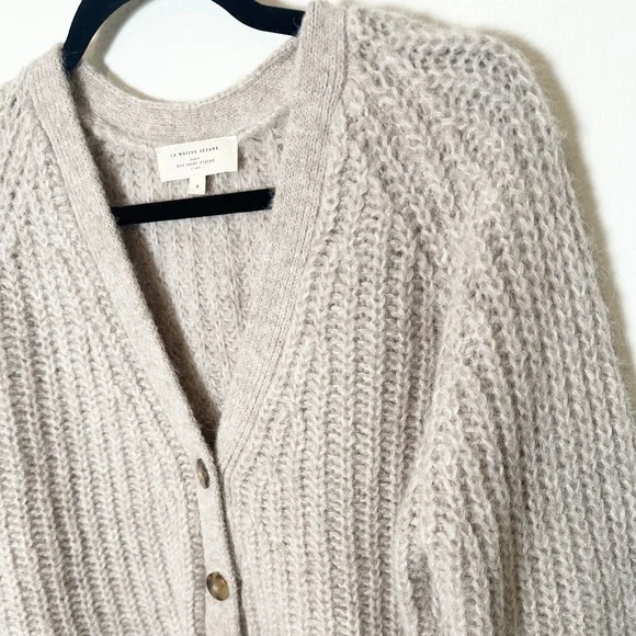 Sezane Basile Cardigan Sweater Beige Tan Oatmeal Alpaca Wool Blend Small - Picture 6 of 11